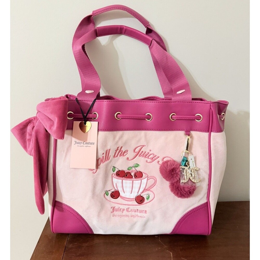 Juicy Couture Spill The Juicy Tea Daydreamer Tote Bag In The Color Pink Clay NWT